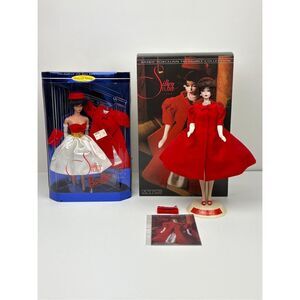 Pair of 1992 & 1997 Reproduction 1962 Silken Flame Porcelain Barbie Dolls COA